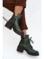 Dámské kožené kotníkové boty na klínu s vyhříváním Vinceza 39950 tmavě zelené