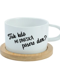 TAK KDO MI DNESKA POSERE DEN? - bílý hrníček makronka 200 ml