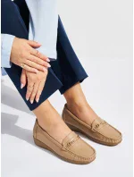Praktické hnědé dámské mokasíny na klínku Praktické hnědé dámské mokasíny na klínku
