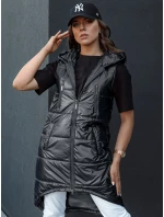 Dámská prošívaná vesta s kapucí dlouhá MERIS černá FashionStreet TY4443