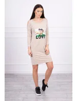 Šaty s potiskem Love béžové