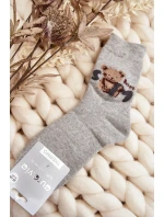 Teplé Bavlněné Ponožky S Medvědem Šedé