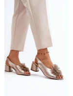 Kožené sandály s ozdobou Laura Messi 2719 Zlaté