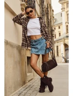 Zateplené dámské kotníkové boty s třásněmi a klarami na ploché podrážce čokoládové Helianne