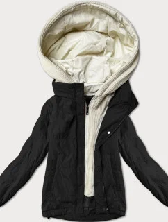 Černá dámská bunda s ozdobnou kapucí Miss TiTi (3295)