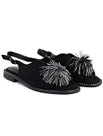 Dámské vestavěné sandály s flitry černé Potocki 43349