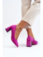 Sametové lodičky na podpatku Fuksiová Alessyndra
