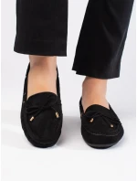 Designové  mokasíny černé dámské bez podpatku