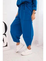 Dámská souprava z hrubšího materiálu se širokými nohavicemi chabrový Dámská souprava z hrubšího materiálu se širokými nohavicemi chabrový