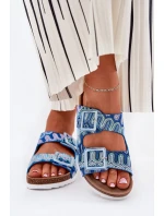 Dámské Pantofle S Přezkami A Leskem S.Barski RB51-006 Modré Dámské Pantofle S Přezkami A Leskem S.Barski RB51-006 Modré