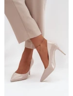 Lakované Eko Kožené Dámské Lodičky Se Špičatými Nosky Světle Béžové Jadira