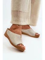 Pohodlné dámské pantofle na klínku Inblu Béžová