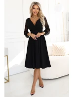 Elegantní midi šaty 657-1 černé - Numoco