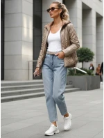 Dámská prošívaná lehce zateplená bunda s kapucí taupe TY5633