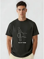 Pánské bavlněné tričko oversize s grafikou černé FashionStreet NX1006R Pánské bavlněné tričko oversize s grafikou černé FashionStreet NX1006R