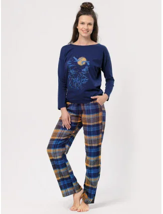 Pyžamo Key LNS 937 B24 Flanelové dlouhé/r S-XL dámské