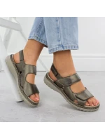 Dámské kožené hnědé sandály Rieker 60462-90 na suchý zip