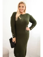 Dámská pletená šaty Plus Size s mohair khaki