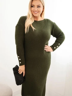 Dámská pletená šaty Plus Size s mohair khaki