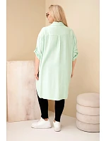 Dámská košile Plus Size z viskózy s květinovým vyšíváním tmavě mátová