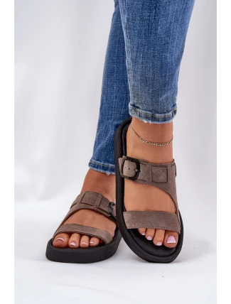 Dámské Semišové Pantofle Na Platformě Hnědé Zazoo 3024