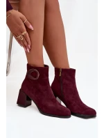 Semišové kotníčkové boty na podpatku s vyztuženým detailem Artiker 57C0016 bordó Semišové kotníčkové boty na podpatku s vyztuženým detailem Artiker 57C0016 bordó