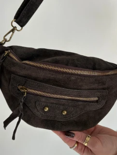 Hnědá kožená taška na opasek Romilly