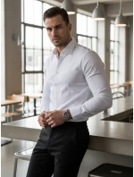 Pánská elegantní hladká bílá košile SLIM FIT FashionStreet DX2617 Pánská elegantní hladká bílá košile SLIM FIT FashionStreet DX2617