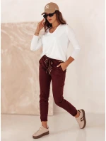 Dámské džínové kalhoty CHARMYOU s páskem vínové FashionStreet UY2271 Dámské džínové kalhoty CHARMYOU s páskem vínové FashionStreet UY2271