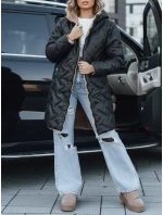 Dámská dlouhá prošívaná bunda černá FashionStreet TY5465 Dámská dlouhá prošívaná bunda černá FashionStreet TY5465