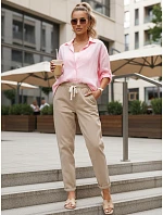 Dámské tepláky s vysokým pasem béžové FashionStreet UY2964