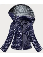 Tmavě modrá lesklá dámská bunda (BR9756-3)