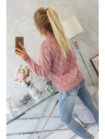 Poloviční rolák s diamantovým vzorem tmavě růžový