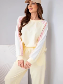 Dámský máslový komplet s lampasem a nápletem žlutý