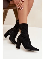 Dámské kotníkové boty na podpatku s proševy černé Rosivelle
