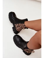 Zateplené dámské boty s zlatým detailem leopardí vzor černé Calista Zateplené dámské boty s zlatým detailem leopardí vzor černé Calista