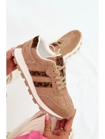 Dámské semišové tenisky na platformě Leopardí vzor LR61-7071 Hnědé