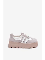 Semišové tenisky na platformě GOE TT2N4052 bílé