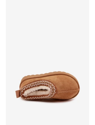 Dětské sněhule s výšivkou Prina – camel