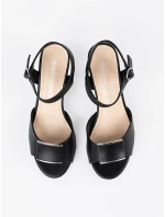 Stylové černé dámské  sandály na širokém podpatku
