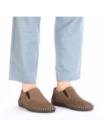 Pánská kožená prolamovaná nazouvací obuv béžová Rieker B2460-25