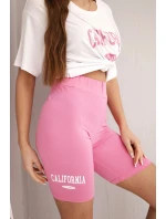 Dámská souprava s volnou blůzou a přiléhavými šortkami bílý + růžový