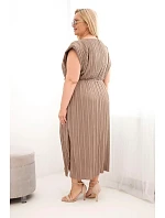 Dámské Plus Size viskózové plisované šaty s vázáním fango