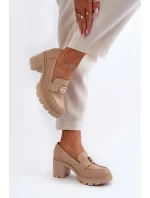 Dámské polobotky na masivním podpatku s ozdobou Beige Ranunca