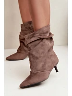 Nazouvací kotníkové boty typu Slouchy na podpatku Khaki Farren