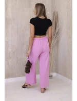 Kalhoty s širokým pasem světle růžová Kalhoty s širokým pasem světle růžová