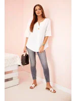 Dámská mušelínová košile s knoflíkem bílý
