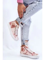 Dámské vysoké tenisky Big Star - béžová/růžová Dámské vysoké tenisky Big Star - béžová/růžová