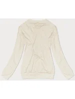 Tenká dámská tepláková mikina v barvě ecru se stahovacími lemy (68W05-67+132)
