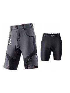 Rockbros pánské cyklistické kraťasy 2 v 1, šedé, velikost 2XL